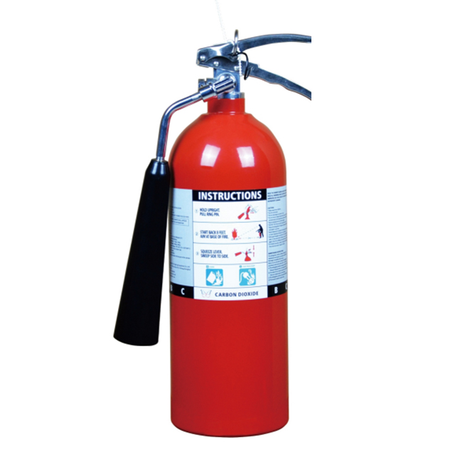 Deploying a specialized carbon dioxide extinguisher in an electrical environment